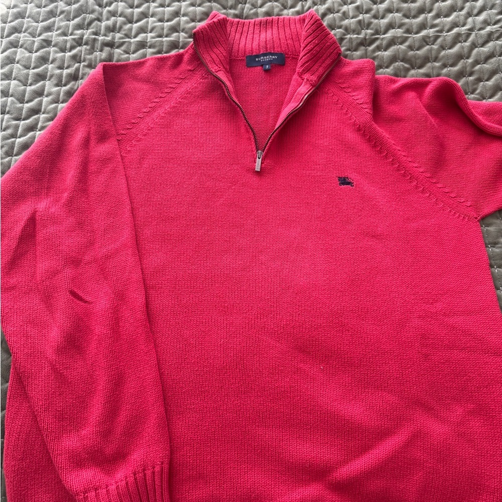 Vintage Burberry quarter zip red pullover